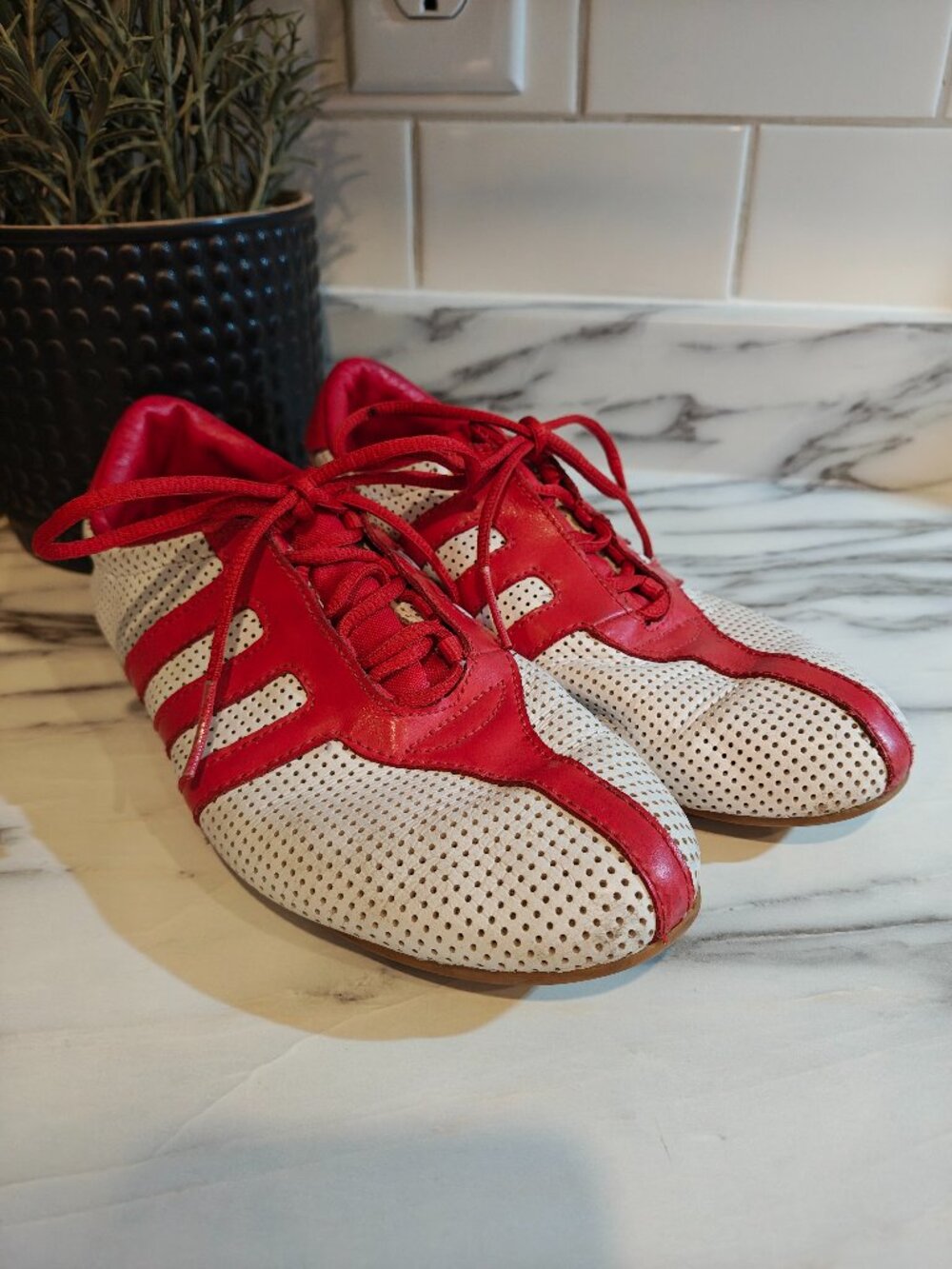 2002 Adidas Shosan Lea Low Y2K Archive Sneakers Red White US 5